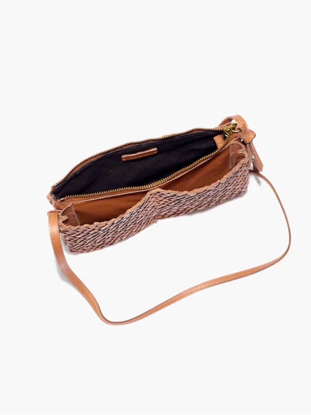 Madewell The Knotted Crossbody Bag in Woven Leather, Desert Camel - Picture 2 of 5